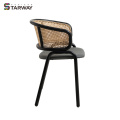 Modern Cafe Chair Metal Frame And Rattan Back